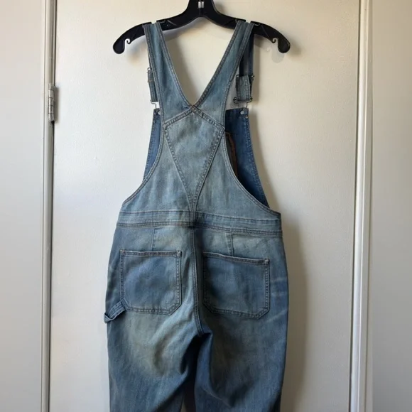 Free People Women's Button Front Blue Denim Overalls Sz 27 - Picture 7 of 13